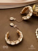 Arthogya  - The Marine Treasures - Shells And Beads Hand Embroidered Cuff Bracelets (Set Of 2)