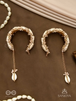 Arthogya  - The Marine Treasures - Shells And Beads Hand Embroidered Cuff Bracelets (Set Of 2)