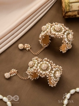 Shlaghya - The Glorious Creations - Beaded Hand Embroidered Cuff Bracelets (Set Of 2)