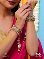 Kapardak - The Angel Braids - Beads, Shells And Glass Drops Hand Embroidered Cuff Bracelets (Set Of 2)