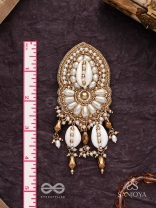 Attalika - The Lavish Castles - Shells, Beads And Glass Drops Hand Embroidered Hair Accessory 