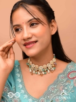 Vesht - The Dreamy Skies - Beads, Polki And Kundan Finished Hand Embroidered Neckpiece