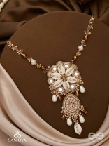 Nripatva - The Royal Art - Shells, Mirrors, Beads And Pearl Drops Hand Embroidered Neckpiece