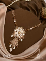 Nripatva - The Royal Art - Shells, Mirrors, Beads And Pearl Drops Hand Embroidered Neckpiece