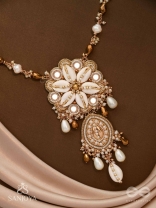Nripatva - The Royal Art - Shells, Mirrors, Beads And Pearl Drops Hand Embroidered Neckpiece