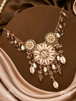Anvadhya - The Splendid Divinity - Shells, Beads, Pearl And Glass Drops Hand Embroidered Neckpiece