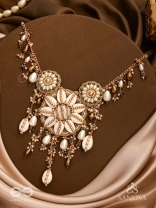 Anvadhya - The Splendid Divinity - Shells, Beads, Pearl And Glass Drops Hand Embroidered Neckpiece