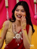 Anvadhya - The Splendid Divinity - Shells, Beads, Pearl And Glass Drops Hand Embroidered Neckpiece