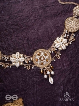 Mandlani - The Spellbinding Orbits - Shells, Mirrors, Pearls And Glass Drops Hand Embroidered Kamar Bandh