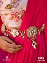 Mandlani - The Spellbinding Orbits - Shells, Mirrors, Pearls And Glass Drops Hand Embroidered Kamar Bandh