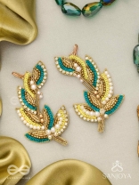 Parnin - The Embellished Feathers - Beads, Sequins And Cutdana Hand Embroidered Earrings