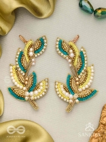 Parnin - The Embellished Feathers - Beads, Sequins And Cutdana Hand Embroidered Earrings