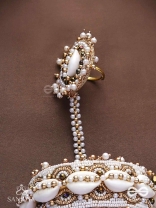 Vivriddhi - The Stream Of Prosperity - Shells, Beads, Glass And Pearl Drops Hand Embroidered Haathphool 