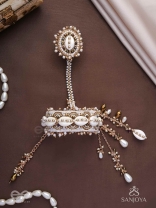 Vivriddhi - The Stream Of Prosperity - Shells, Beads, Glass And Pearl Drops Hand Embroidered Haathphool 