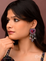 Unmadishnu - The Love Rush - Dabka, Beads And Glass Drops Hand Embroidered Oxidised Earrings