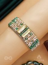 Manmaye - The Lush Luxury - Stones, Beads And Dabka Hand Embroidered Cuff Bracelet 