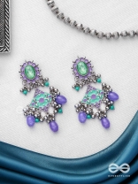 The Skyline Shore - Stone Enamelled Oxidised Earrings