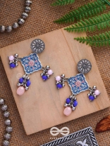 The Sky Blooms - Enamelled Oxidised Earrings