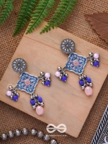 The Sky Blooms - Enamelled Oxidised Earrings