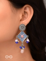 The Sky Blooms - Enamelled Oxidised Earrings