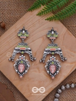 The Birds' Haven - Stone Enamelled Oxidised Earrings