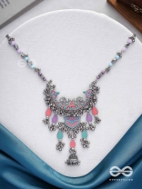 The Peacock Union - Enamelled Oxidised Neckpiece