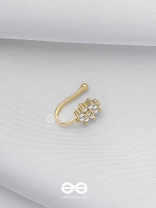 The Embedded Flower - Golden Cubic Zirconia NoseRing (NON-PIERCING)