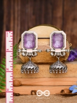 The Divine Midnight - Stone Enamelled Oxidised Earrings