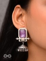 The Divine Midnight - Stone Enamelled Oxidised Earrings