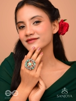 Virutya - The Humming Colours - Stone And Beads Hand Embroidered Ring