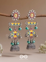 The Calming Hues - Enamelled Oxidised Earrings