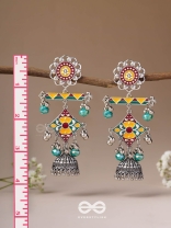 The Calming Hues - Enamelled Oxidised Earrings