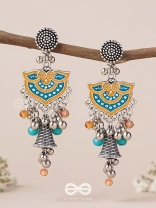 The Sunset Bells - Enamelled Oxidised Earrings