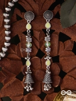 The Jade Jingles - Enamelled Oxidised Long Jhumkis
