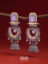 The Lavender Rays - Stone Enamelled Oxidised Earrings