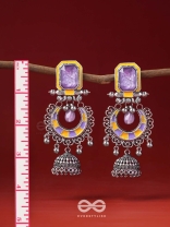 The Lavender Rays - Stone Enamelled Oxidised Earrings