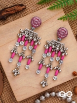 The Fuchsia Fairies - Enamelled Oxidised Earrings
