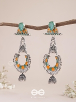 The Sage Swirls - Stone Enamelled Oxidised Earrings