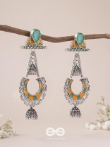 The Sage Swirls - Stone Enamelled Oxidised Earrings