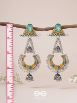 The Sage Swirls - Stone Enamelled Oxidised Earrings