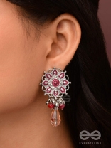 The Rosy Intricacy - Enamelled Oxidised Earrings