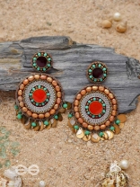 Kadrav - The Auburn Peals - Beads And Coins Hand Embroidered Enamelled Oxidised Earrings