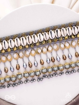 Gaaniya - The Musical Coast - Shells, Coins, Beads And Glass Drops Hand Embroidered Oxidised Choker Neckpiece