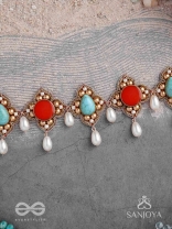 Palashabhyam - The Awakening Petals - Stones, Beads And Pearl Drops Hand Embroidered Choker Neckpiece