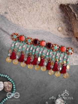 Anuragini - The Windy Music - Stones, Resham And Coins Hand Embroidered Oxidised Choker Neckpiece