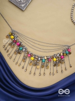 Tairashchya - The Melody Of Life - Beads And Coins Hand Embroidered Oxidised Multilayered Neckpiece