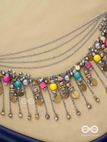 Tairashchya - The Melody Of Life - Beads And Coins Hand Embroidered Oxidised Multilayered Neckpiece