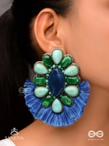 Dhrishu - The Deep Hues - Stones, Beads And Resham Hand Embroidered Earrings