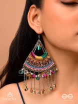 Sthaviram - The Vintage Music - Beads, Resham And Coins Hand Embroidered Earrings