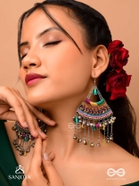 Sthaviram - The Vintage Music - Beads, Resham And Coins Hand Embroidered Earrings